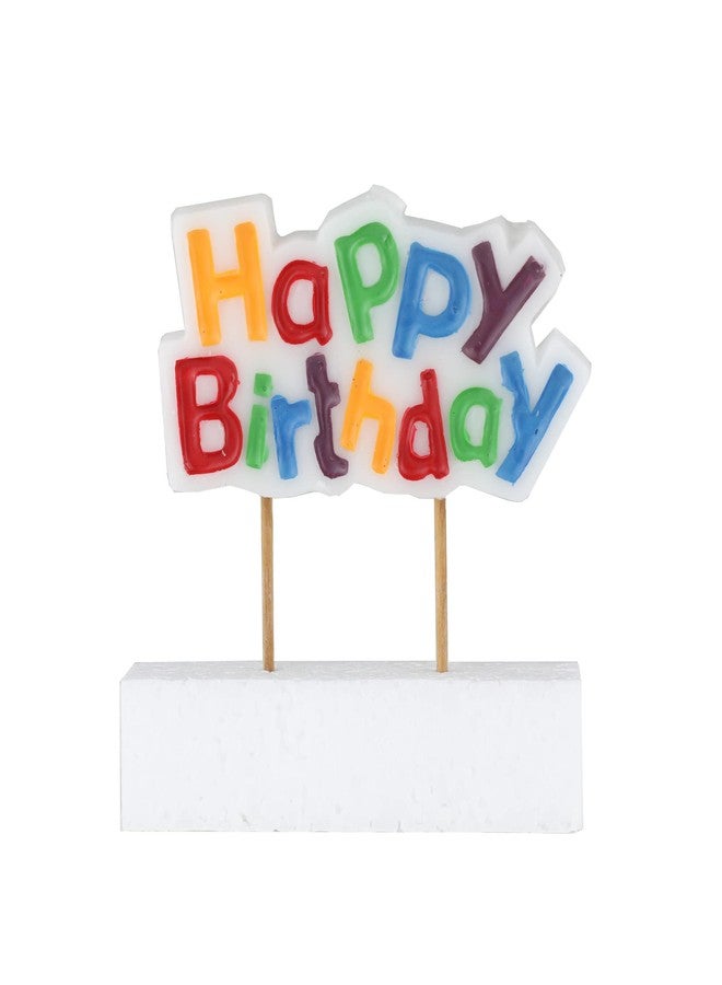 Chef Craft Select Happy Birthday Candle, 3 inch wide 1.5 inch tall, White - Image 1