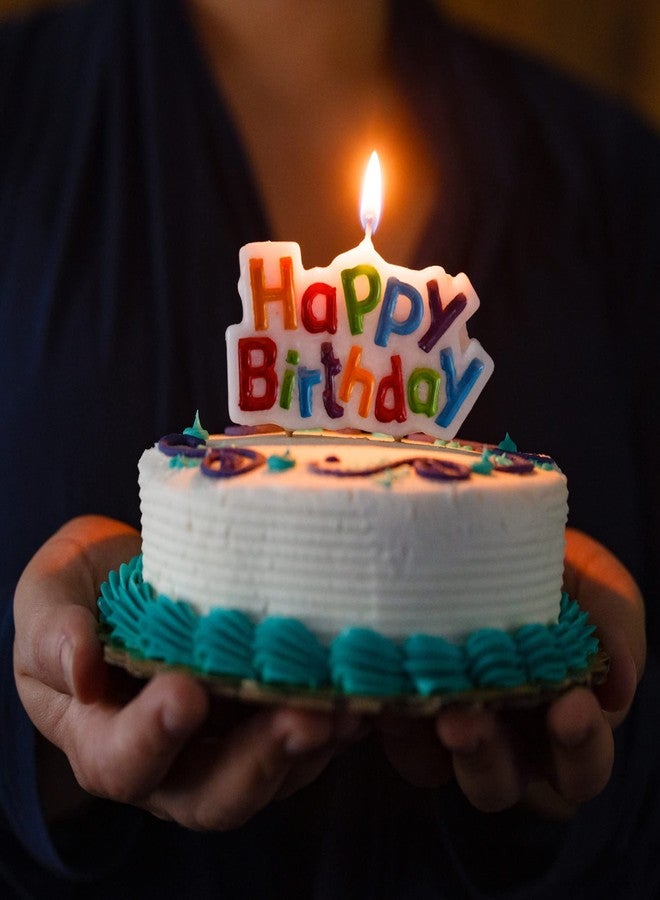 Chef Craft Select Happy Birthday Candle, 3 inch wide 1.5 inch tall, White - Image 4