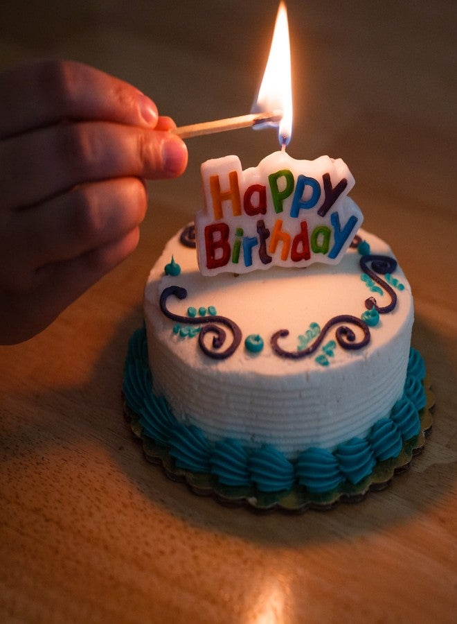 Chef Craft Select Happy Birthday Candle, 3 inch wide 1.5 inch tall, White - Image 3