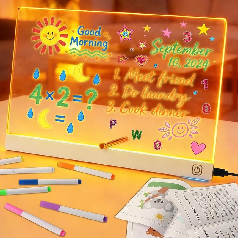 BlueXP Reusable Acrylic Children's White LED Chalkboard - Image 1