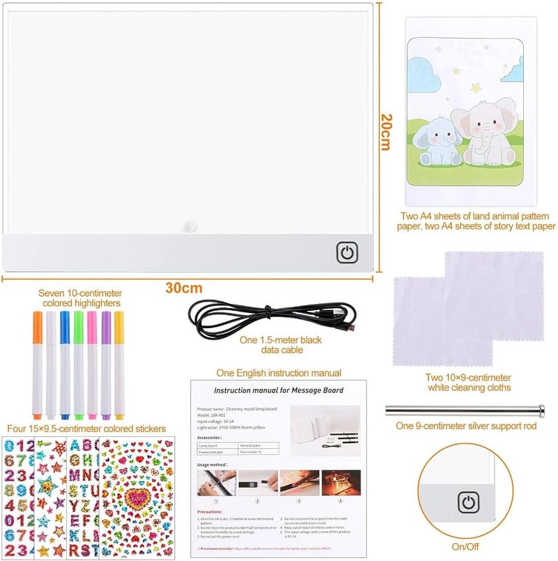 BlueXP Reusable Acrylic Children's White LED Chalkboard - Image 2