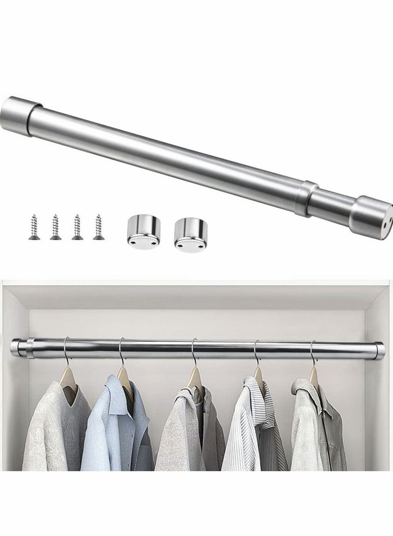 Extendable Wardrobe Rod, Stainless Steel Wardrobe Rail Tube Clothes Hanging Pole Heavy Duty Round Extensible Closet Bar with End Sockets for Wardrobe Cabinet Cupboard - Image 1
