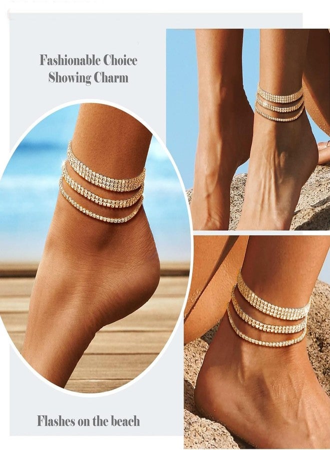 VAMA FASHIONS Elegant Golden Payal Anklet Set with Sparkling Crystal Rhinestones Pair Anklets Toes Foot Chain Ankle Leg Chain For Girls Women - Image 2