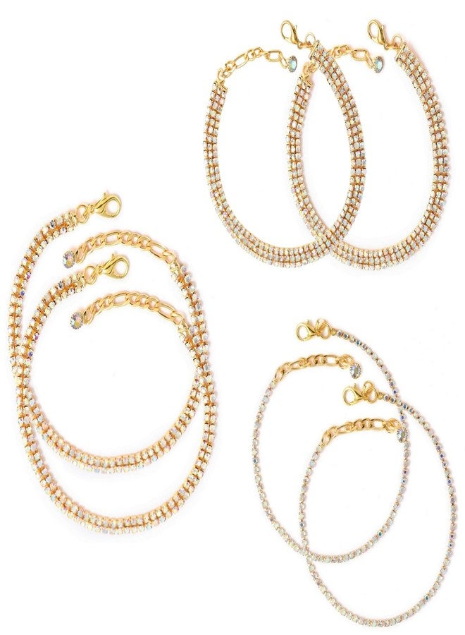 VAMA FASHIONS Elegant Golden Payal Anklet Set with Sparkling Crystal Rhinestones Pair Anklets Toes Foot Chain Ankle Leg Chain For Girls Women - Image 1
