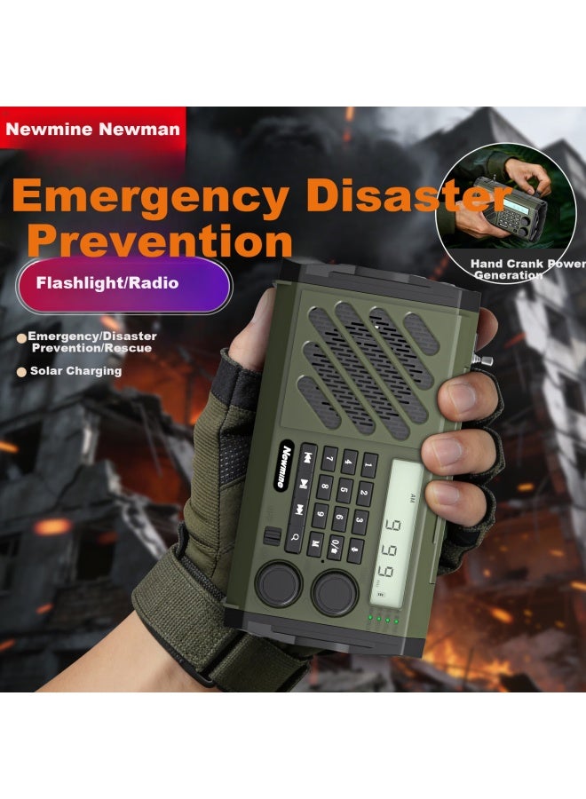 Newmine N133 Emergency Preparedness Multifunctional Portable Solar Hand Crank Radio Flashlight Long Battery Life - Image 1