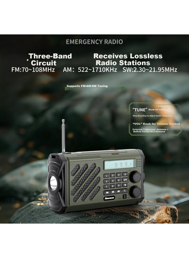 Newmine N133 Emergency Preparedness Multifunctional Portable Solar Hand Crank Radio Flashlight Long Battery Life - Image 2