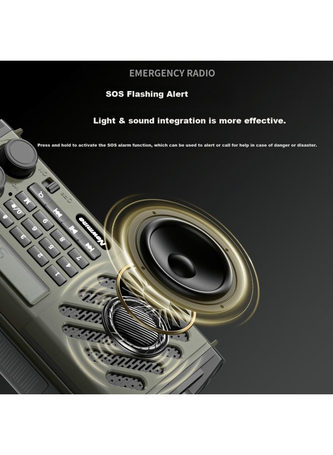 Newmine N133 Emergency Preparedness Multifunctional Portable Solar Hand Crank Radio Flashlight Long Battery Life - Image 3
