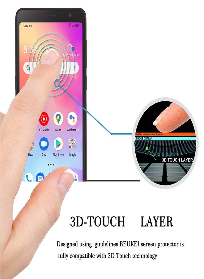 beukei (3 Pack) Compatible for Alcatel TCL A3 (A509DL) Screen Protector Tempered Glass, (5.5 inch) Touch Sensitive,Case Friendly, 9H Hardness - Image 2