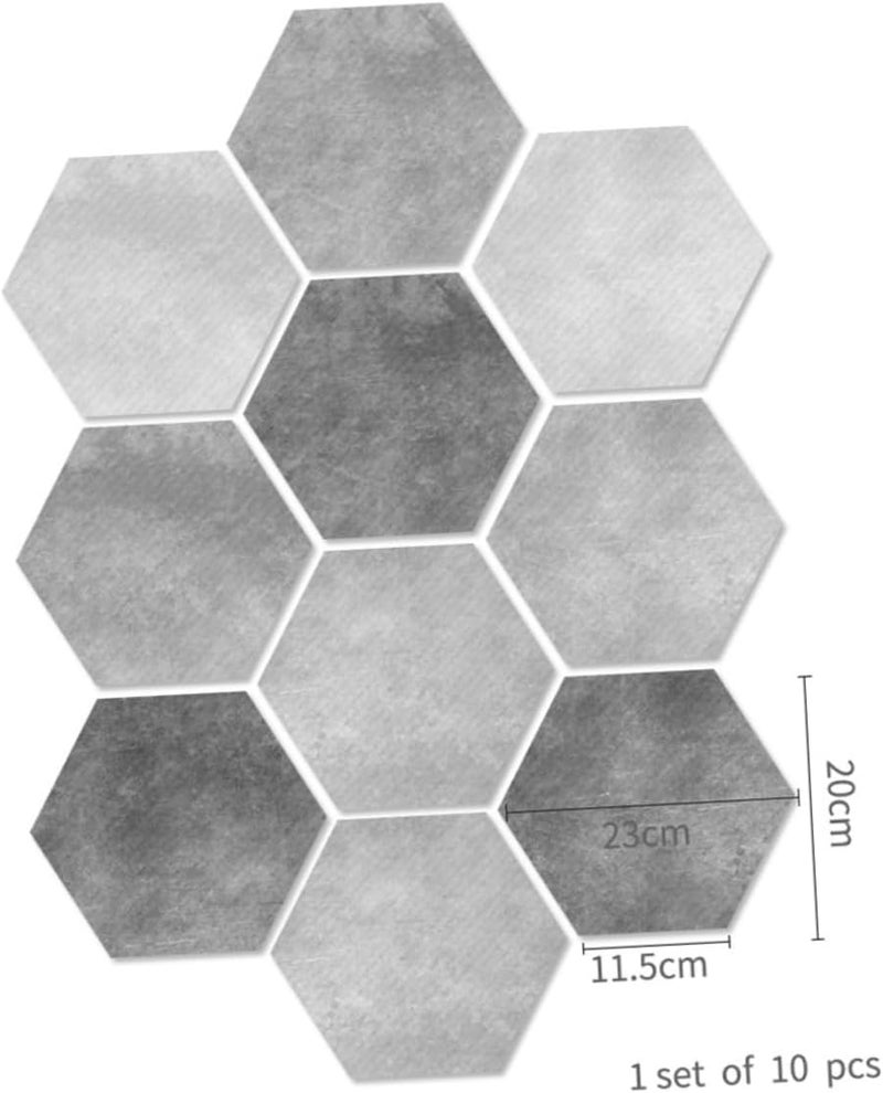10pcs Hexagonal Floor Stickers Self-Adhesive Cement Tiles for Bathroom Home Decor Wall Tiles - Image 2