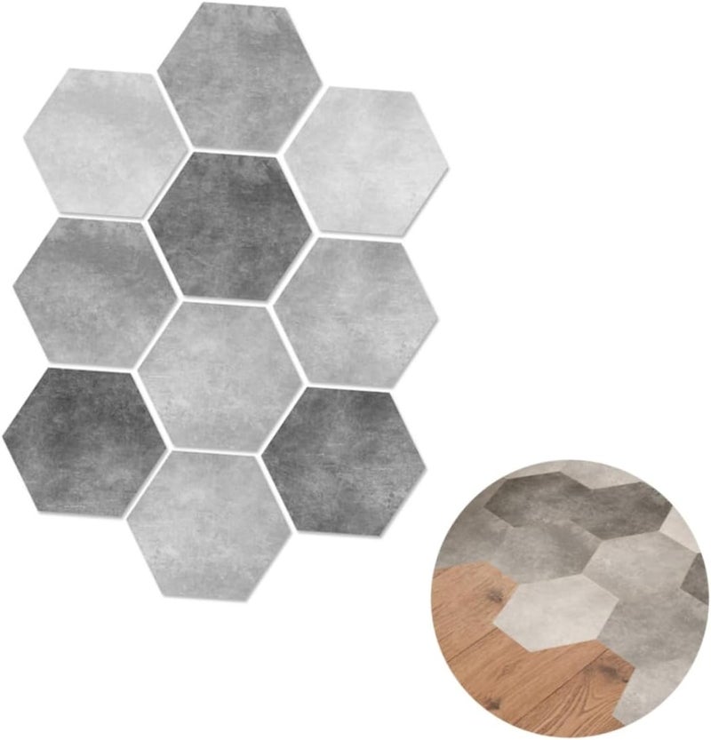 10pcs Hexagonal Floor Stickers Self-Adhesive Cement Tiles for Bathroom Home Decor Wall Tiles - Image 1