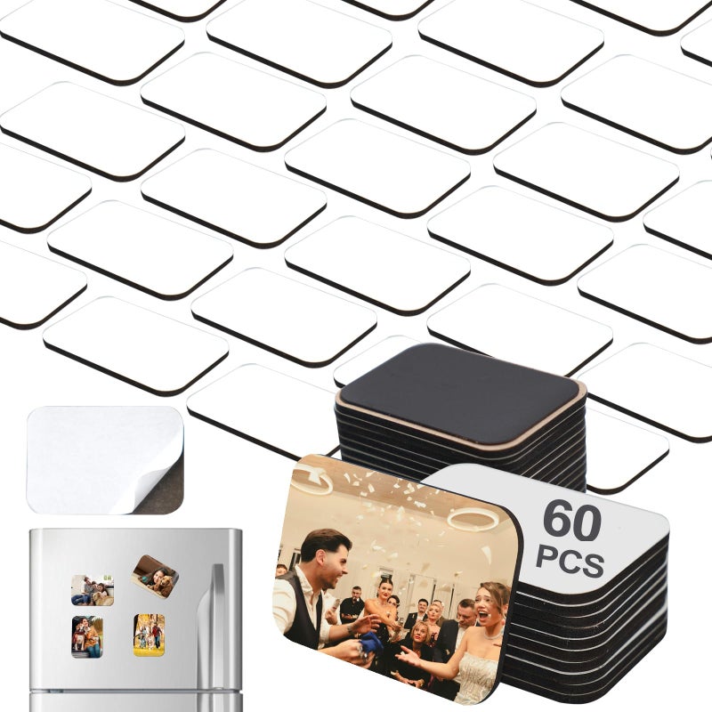 SENONAPO 120 Pcs 2.8 x 2 Inch Thick Sublimation Blank Refrigerator Magnets Blanks Sublimation Magnet with 60 Pcs Fridge Magnets,60 Pcs Larger Square Blanks for Kitchen Microwave Oven Office - Image 1