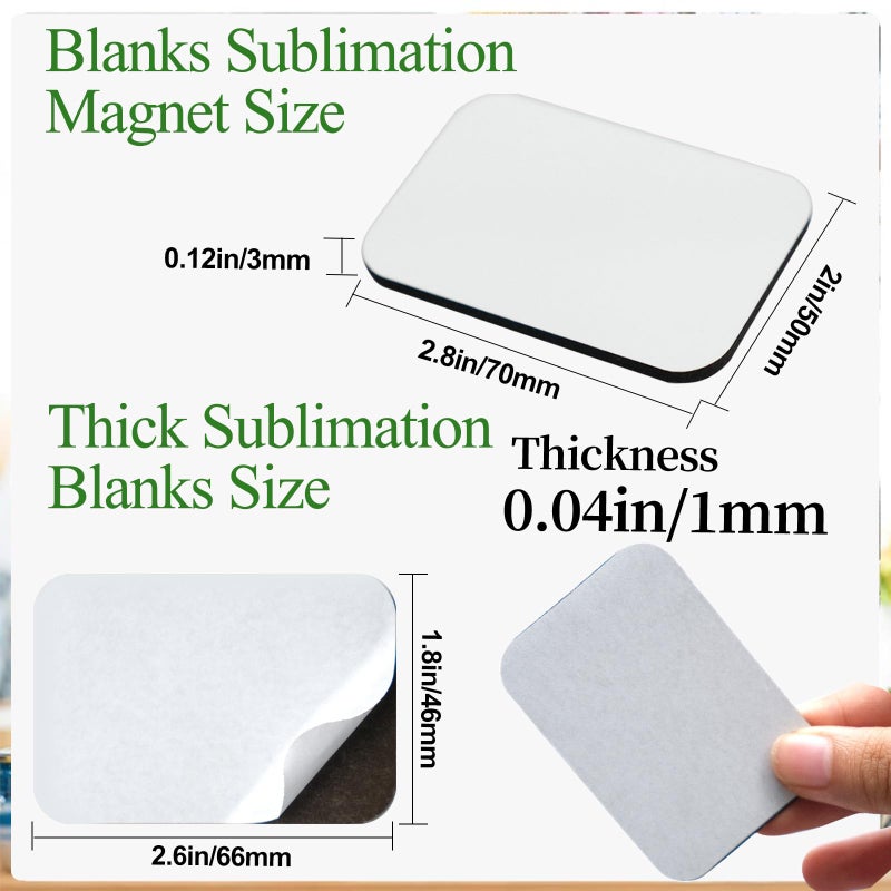 SENONAPO 120 Pcs 2.8 x 2 Inch Thick Sublimation Blank Refrigerator Magnets Blanks Sublimation Magnet with 60 Pcs Fridge Magnets,60 Pcs Larger Square Blanks for Kitchen Microwave Oven Office - Image 2