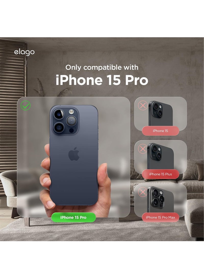 Elago Magnetic Leather for iPhone 15 Pro Case Cover Compatible with MagSafe, Vegan Leather, Shockproof, Water-Resistant - Jean Indigo - Image 2