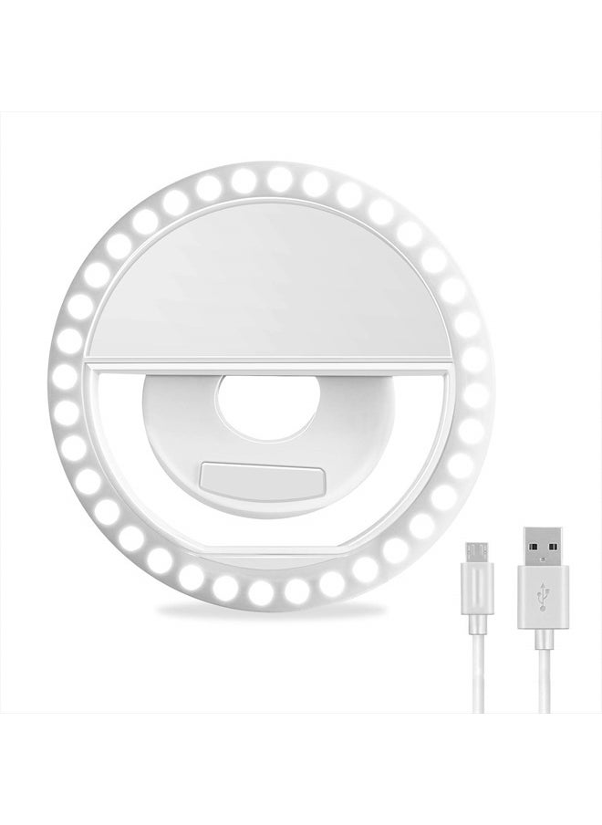 XINBAOHONG - Selfie Ring Light, XINBAOHONG Rechargeable Portable Clip-on Selfie Fill Light with 36 LED for iPhone/Android Smart Phone Photography, Camera Video, Girl Makes up (White) - Image 1