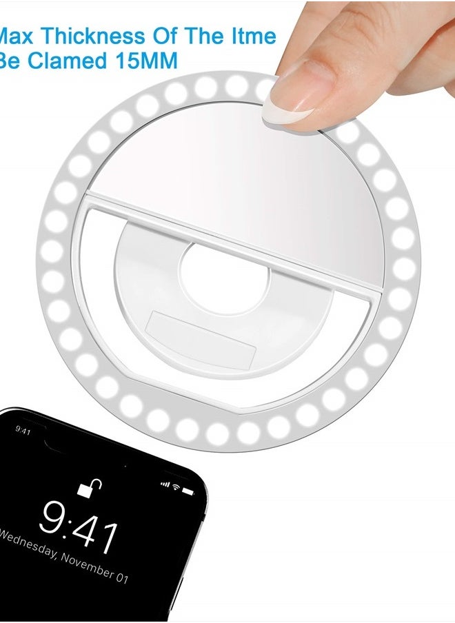 XINBAOHONG - Selfie Ring Light, XINBAOHONG Rechargeable Portable Clip-on Selfie Fill Light with 36 LED for iPhone/Android Smart Phone Photography, Camera Video, Girl Makes up (White) - Image 1
