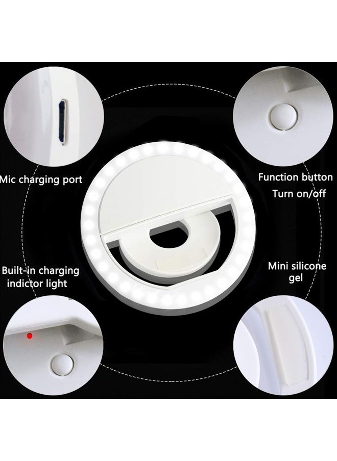 XINBAOHONG - Selfie Ring Light, XINBAOHONG Rechargeable Portable Clip-on Selfie Fill Light with 36 LED for iPhone/Android Smart Phone Photography, Camera Video, Girl Makes up (White) - Image 1