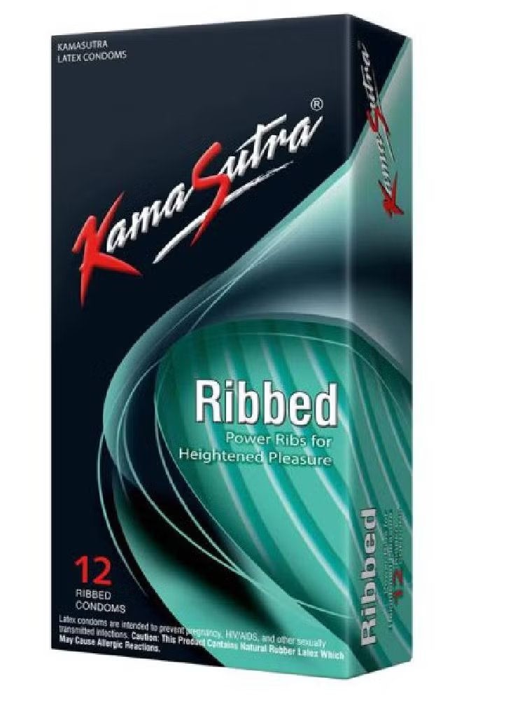 KamaSutra Ribbed Condoms – 12 Count | Latex for Enhanced Pleasure