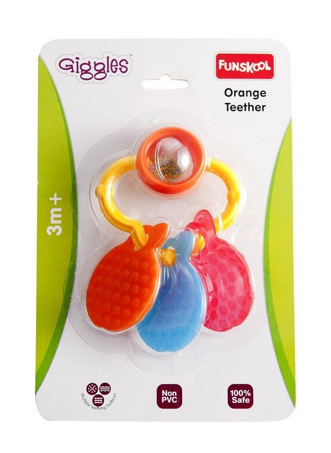 giggles - Giggles Funskool Giggles Orange Teether Teether For Babies To Sooth Their Gums Easy To Grasp And Chew With Rattle Sounds 3 Months & Above Infant Toys - Image 1
