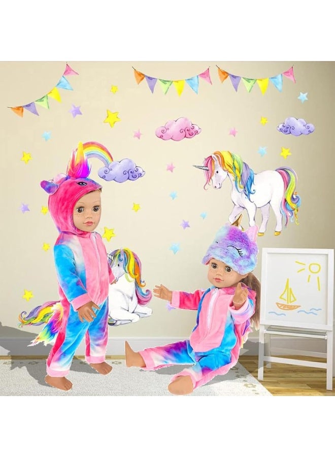 ebuddy 18 inch Doll Clothes 18 Inch Doll Accessories-Unicorn Doll Costume Colorful Tie-Dyed Pajamas Sleeping Bag Set for 18 inch Girl Doll,Most 18 Inch Dolls(No Doll) - Image 1