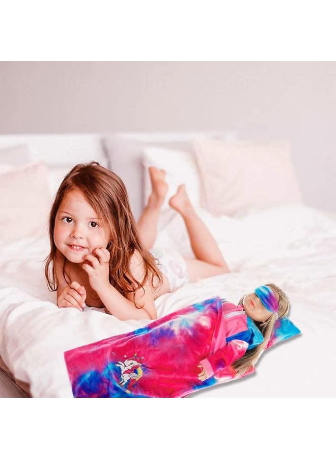 ebuddy 18 inch Doll Clothes 18 Inch Doll Accessories-Unicorn Doll Costume Colorful Tie-Dyed Pajamas Sleeping Bag Set for 18 inch Girl Doll,Most 18 Inch Dolls(No Doll) - Image 2