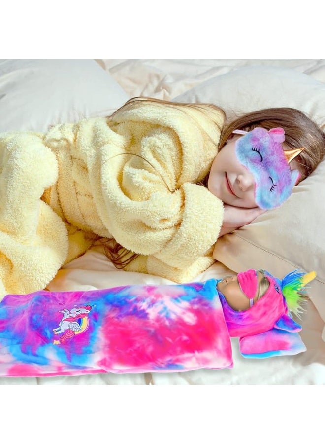 ebuddy 18 inch Doll Clothes 18 Inch Doll Accessories-Unicorn Doll Costume Colorful Tie-Dyed Pajamas Sleeping Bag Set for 18 inch Girl Doll,Most 18 Inch Dolls(No Doll) - Image 3