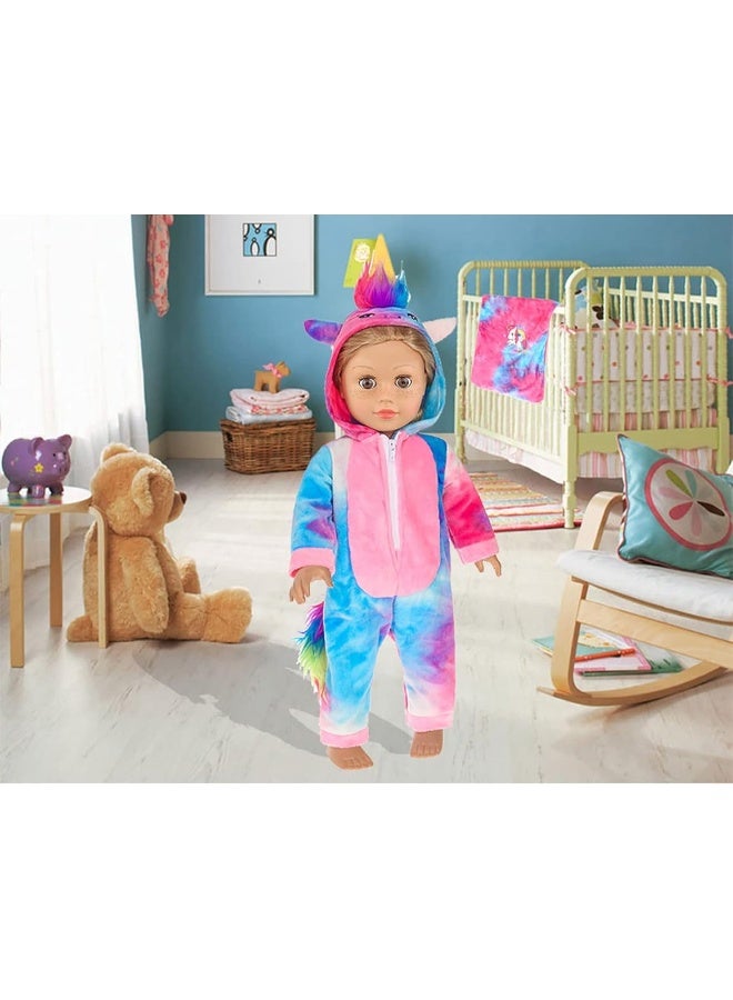 ebuddy 18 inch Doll Clothes 18 Inch Doll Accessories-Unicorn Doll Costume Colorful Tie-Dyed Pajamas Sleeping Bag Set for 18 inch Girl Doll,Most 18 Inch Dolls(No Doll) - Image 4