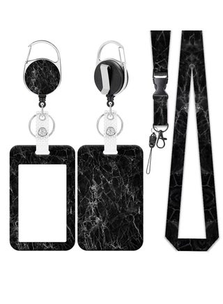 OUYoo ID Badge Holder with Lanyard and Retractable Badge Reel Belt Clip,Grey Black Keychain Lanyards Clip on Badge Extender Vertical ID Sleeve. - pzsku/ZF77933BFC944B5DD4D85Z/45/_/1735394620/aaa1e01a-658d-4ec7-a634-8126754c0d30
