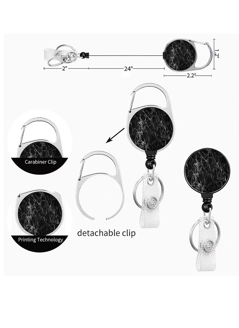 OUYoo - OUYoo ID Badge Holder with Lanyard and Retractable Badge Reel Belt Clip,Grey Black Keychain Lanyards Clip on Badge Extender Vertical ID Sleeve. - Image 1