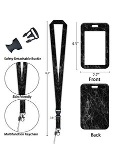 OUYoo OUYoo ID Badge Holder with Lanyard and Retractable Badge Reel Belt Clip,Grey Black Keychain Lanyards Clip on Badge Extender Vertical ID Sleeve.  - Image 5