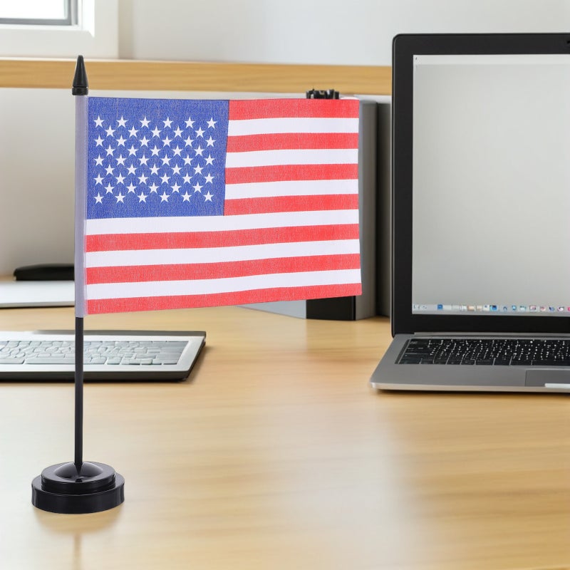 10 Sets American Desk Flag: Mini Table Flags with Base Small Desktop Flagpole Holder for Home Decoration Business Display and Festival Decor - Image 5