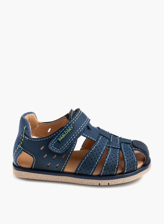Pablosky Boys' Panelled Strap Sandals with Hook and Loop Closure - Image 1