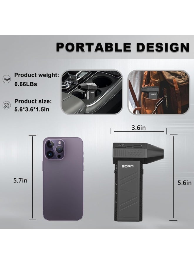 سناجل منفاخ هواء كهربائي بسرعة 130000 دورة في الدقيقة مع 3 أوضاع للتحكم، بطارية قابلة للشحن وشحن سريع عبر USB لتنظيف الكمبيوتر ولوحة المفاتيح والسيارة والمنزل – أسود - Image 1