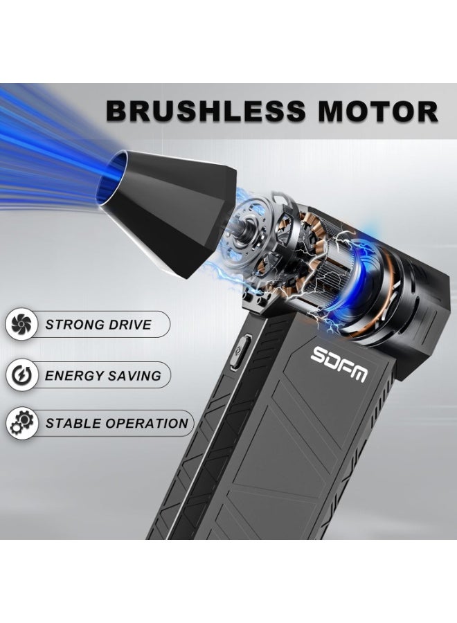 سناجل منفاخ هواء كهربائي بسرعة 130000 دورة في الدقيقة مع 3 أوضاع للتحكم، بطارية قابلة للشحن وشحن سريع عبر USB لتنظيف الكمبيوتر ولوحة المفاتيح والسيارة والمنزل – أسود - Image 3