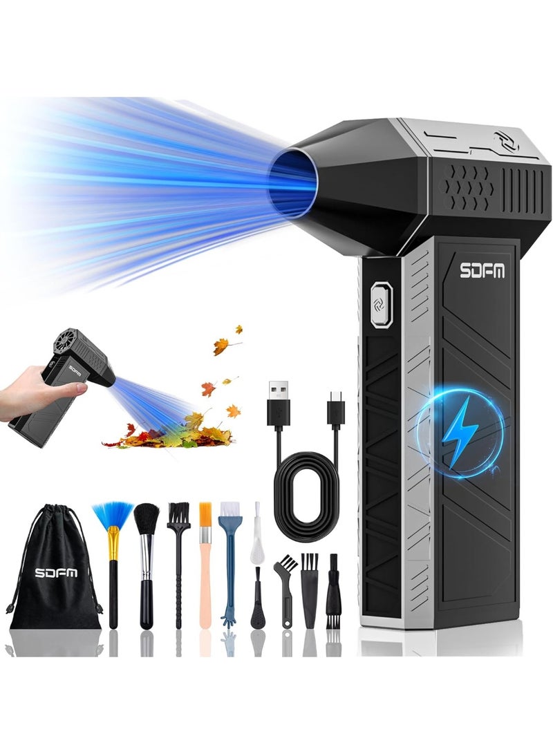 سناجل منفاخ هواء كهربائي بسرعة 130000 دورة في الدقيقة مع 3 أوضاع للتحكم، بطارية قابلة للشحن وشحن سريع عبر USB لتنظيف الكمبيوتر ولوحة المفاتيح والسيارة والمنزل – أسود - Image 2