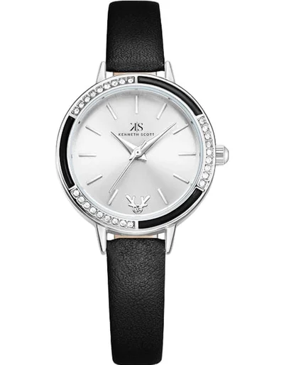 KENNETH SCOTT Women's Analog Display Watch With Black Polyurethane Strap - K23511-SLBS