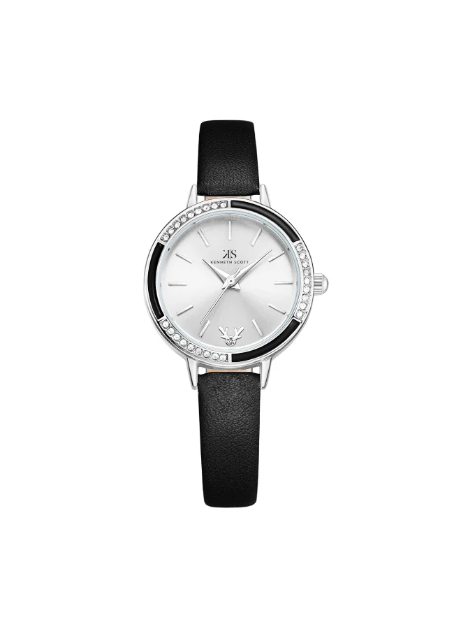 KENNETH SCOTT Women's Analog Display Watch With Black Polyurethane Strap - K23511-SLBS
