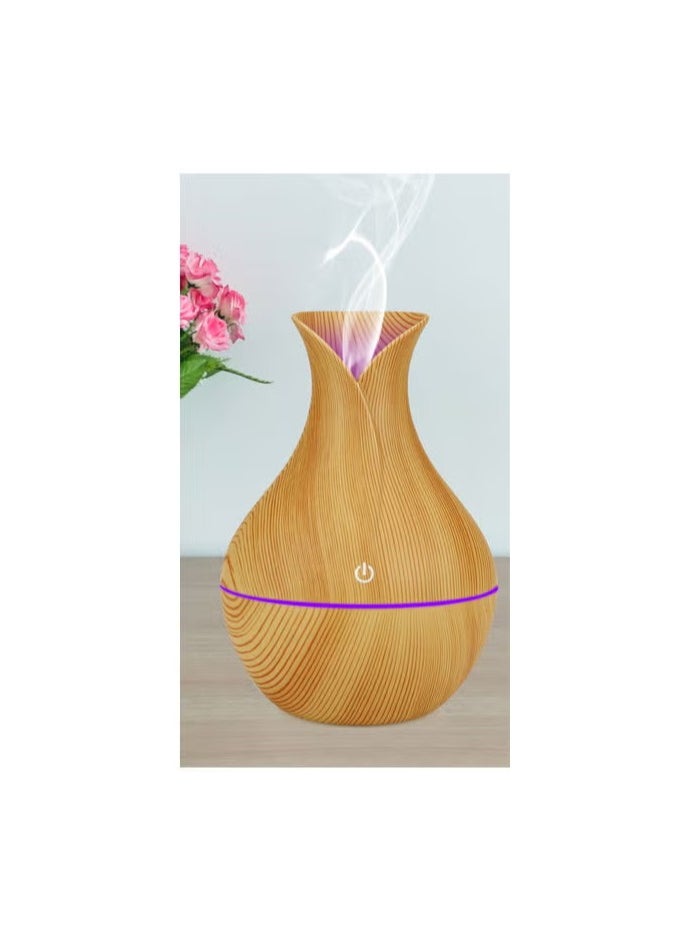 Generic 200ml Ultrasonic Essential Oil Diffuser with 7 Soothing Colors LED Light for Home, Yoga, Office, Spa, Bedroom, Nursery in Dark and Light Wood Grain, Light Wood Grain  - Image 4