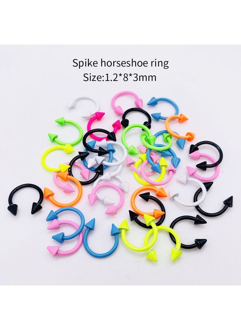 1 x 5 pcs 10-Pack Stainless Nose Rings Piercing Jewelry D-Mixed Color 10/Pack