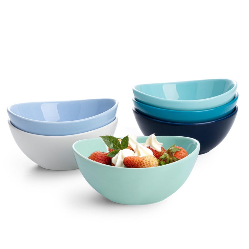 Sweese 10 oz Small Porcelain Bowls Set of 6 Ceramic Serving Bowls versatile for Cereal Fruit Dessert Ice Cream Snack Yogurt Shaded of Blue Colored