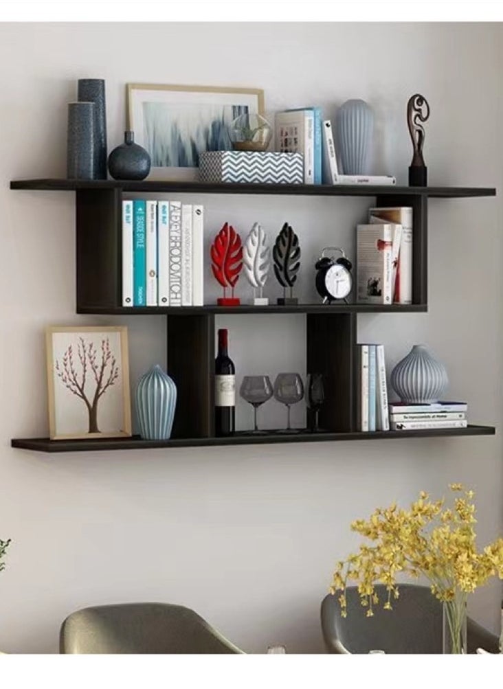 Kutis - 3-Tier Desktop Bookcase Wall-Mounted Display Shelf Storage Rack Black 80x15 Centimeter - Image 1