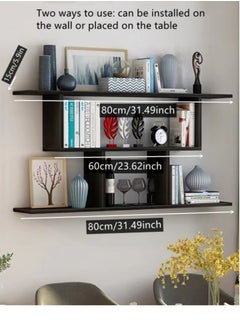 Kutis 3-Tier Desktop Bookcase Wall-Mounted Display Shelf Storage Rack Black 80x15 Centimeter  - Image 3