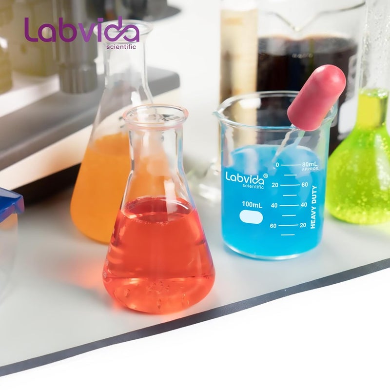 Labvida 10pcs 100ml Upgrated Thick Glass Beakers, Griffin Low Form Beaker Set with Double Scale, 3.3 Boro, LVA024 - Image 5
