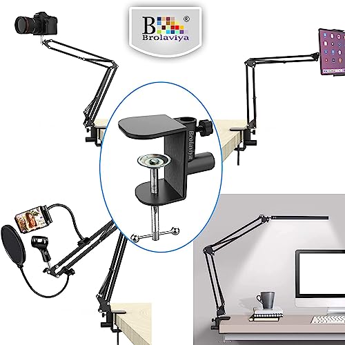 BROLAVIYA Large Desk Base Clamp Mount for Microphone Boom Scissor Arm, Table C Clip for Articulating arm Stand, or Mic Stand Fits Up to 2.36 inch 6cm Thickness - Image 2