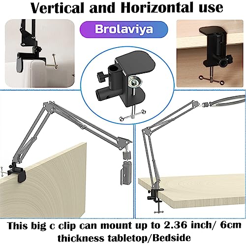 BROLAVIYA Large Desk Base Clamp Mount for Microphone Boom Scissor Arm, Table C Clip for Articulating arm Stand, or Mic Stand Fits Up to 2.36 inch 6cm Thickness - Image 3