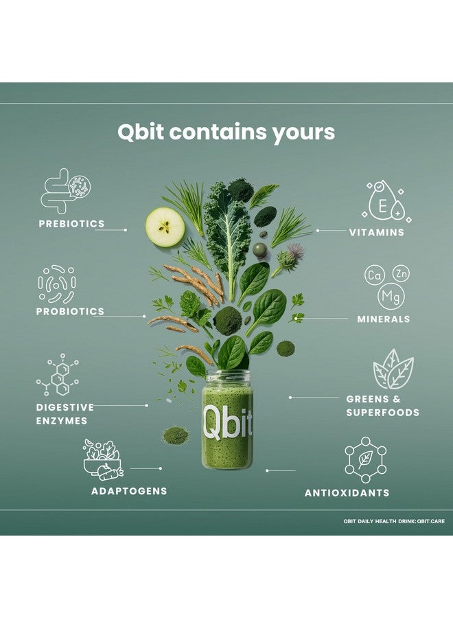 Qbit Probiotics Supplement for Men & Woman with Prebiotics 60+ Multivitamins | Nutrition Health Drink Plant Based and Superfoods | Supports Gut Health, Energy, Immunity | Zero Sugar (5 Servings) - Image 3