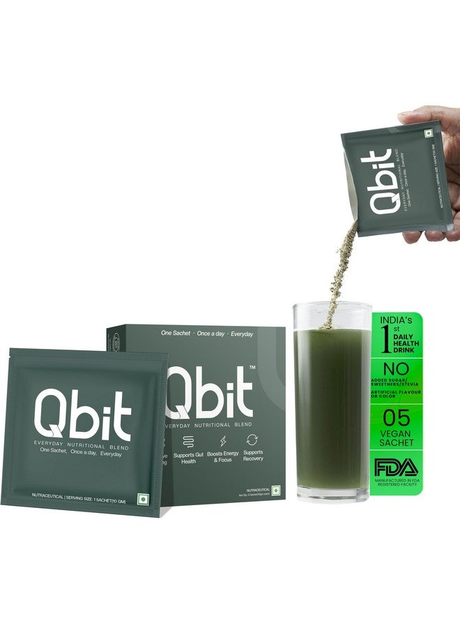 Qbit Probiotics Supplement for Men & Woman with Prebiotics 60+ Multivitamins | Nutrition Health Drink Plant Based and Superfoods | Supports Gut Health, Energy, Immunity | Zero Sugar (5 Servings) - Image 1