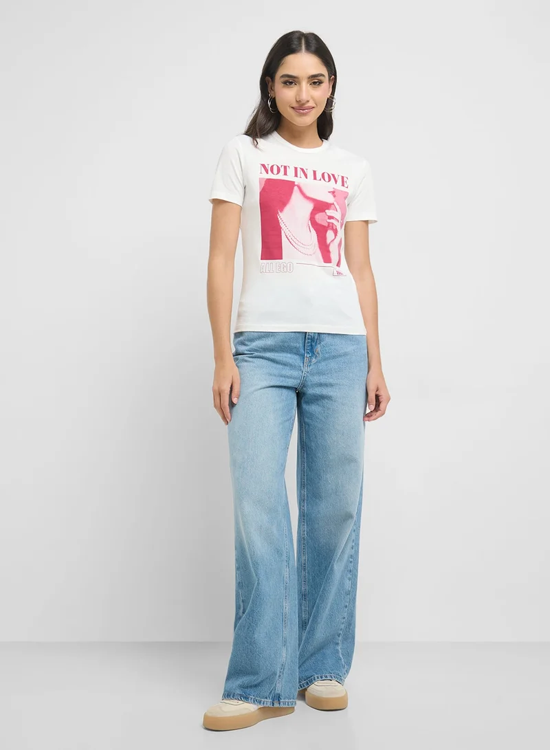 ONLY  Crew Neck Graphic Detail Shirt for Women | Best Price UAE