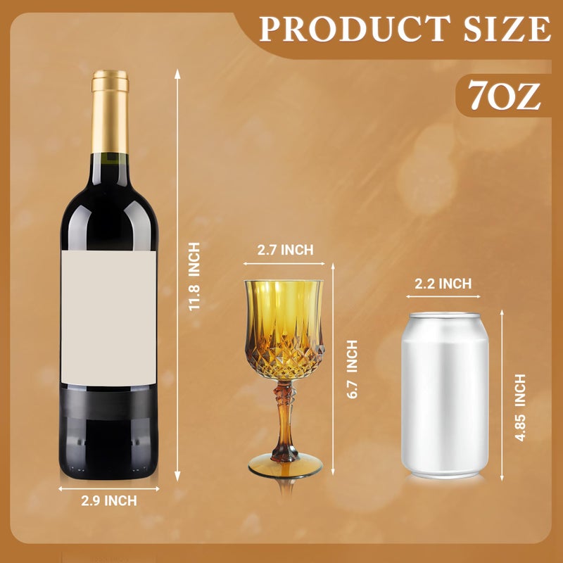 LEYIQU Plastic Wine Glasses, Plastic Goblets Vintage Style Cordial Unbreakable Drinking Glasses, Reusable Drinkware for Wedding Reception, Grand Event Party Supplies, Easter (24, Amber) - Image 3