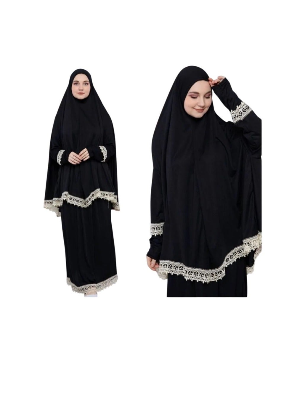 TWO PIECE SKIRT GUIPURE NON-SLIP, NON-SWEATHER Equally suitable for all body shapes and sizes PRAYER DRESS made in Türkiye...SUITABLE SIZES = XL-2XL-3XL