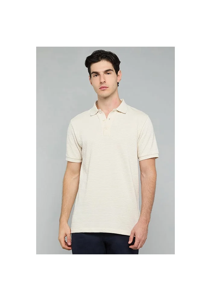 أر أند بي Textured Polo T-Shirt with Short Sleeves